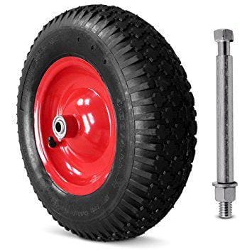 Wheelbarrow 16" Spare Wheel 4-Ply Red Rim With Axle & Bolts - General Hardware Supplies Homevalue