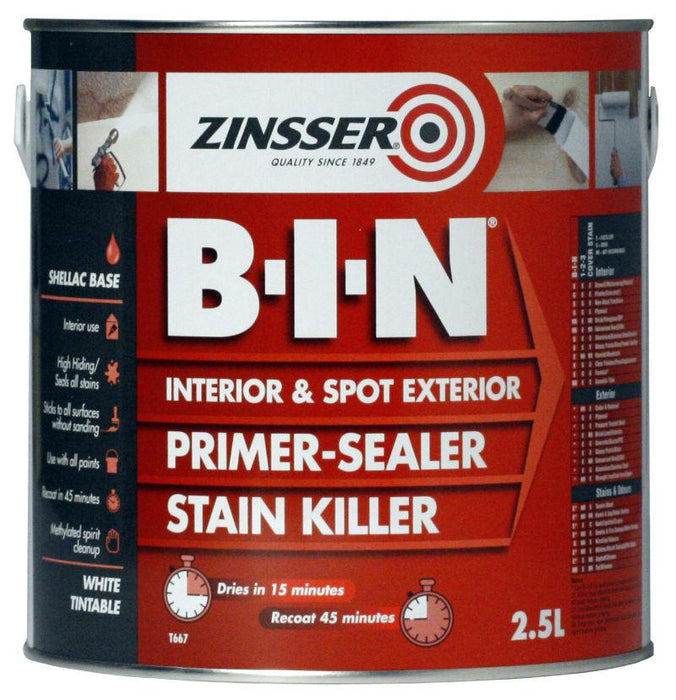 Zinsser Bin 2.5L Primer - General Hardware Supplies Homevalue